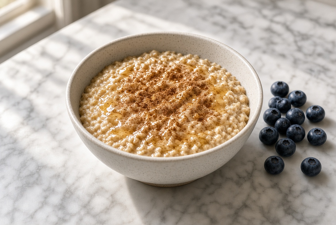 Oatmeal finished with honey and cinnamon